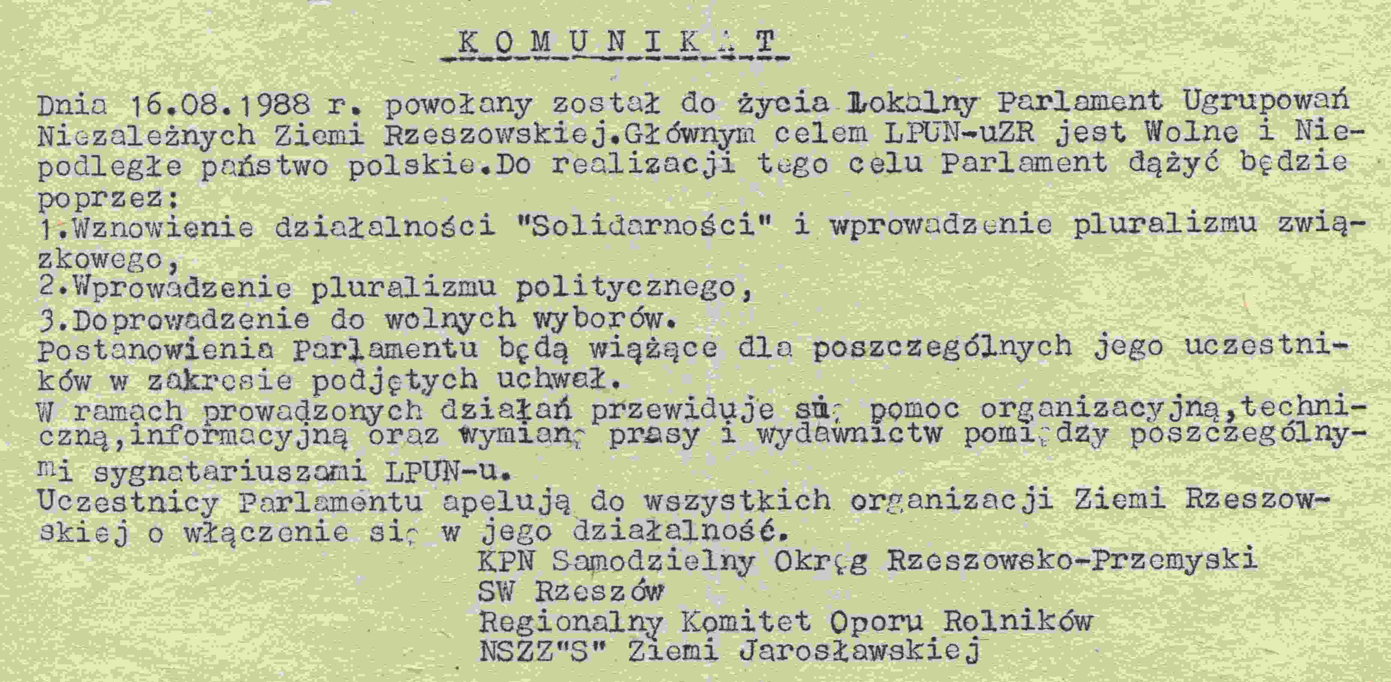 Lokalny Parlament Urgupowań Niezależnych Ziemi Rzeszowskiej